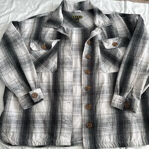 St. John's Bay Men's Black and Gray Plaid Shirt